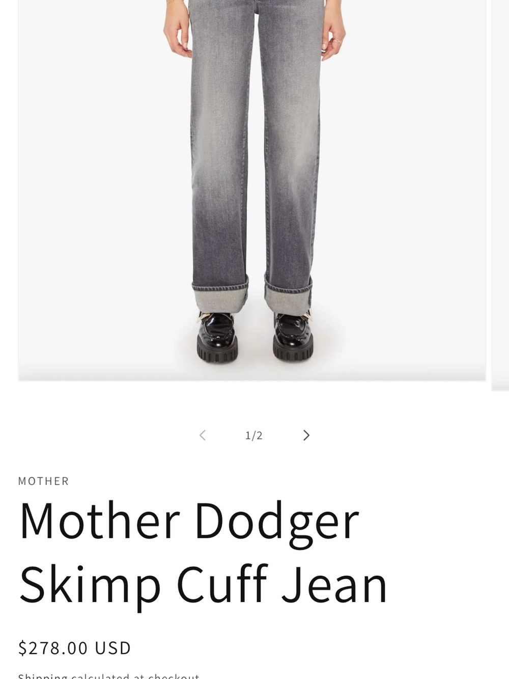 MOTHER Dodger Skimp Cuff Jeans - Gray Wash
